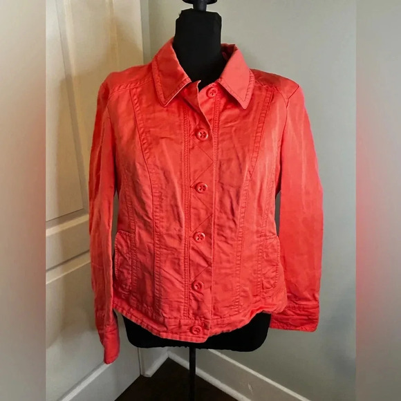 Tribal‎ Apricot Two Picket Button Front Long Sleeve Denim Style Jacket Womens 12 - Picture 1 of 7